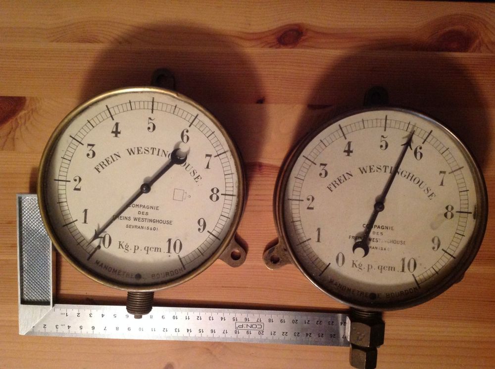 2 ancien - Antikes Manometer E. Bourdon frein westinghouse (Gebraucht ...