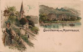 Vintage Montreux Postkarte - Litho, ca. 1910