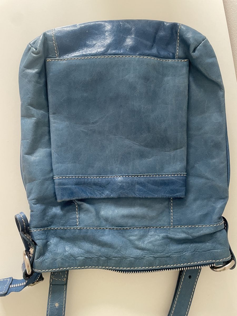 Taschen für Damen: Trendige blaue Ledertasche Umhängetasche – Gebraucht aus Mauren von acht33null 3