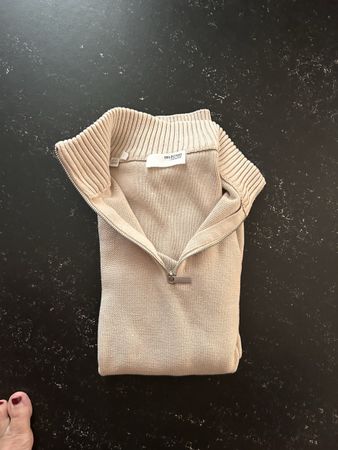 Pullover Selected Homme Reissverschluss beige Grösse M