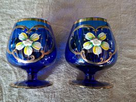 2 wunderschöne alte, Vintage Gläser, echte Handarbeit