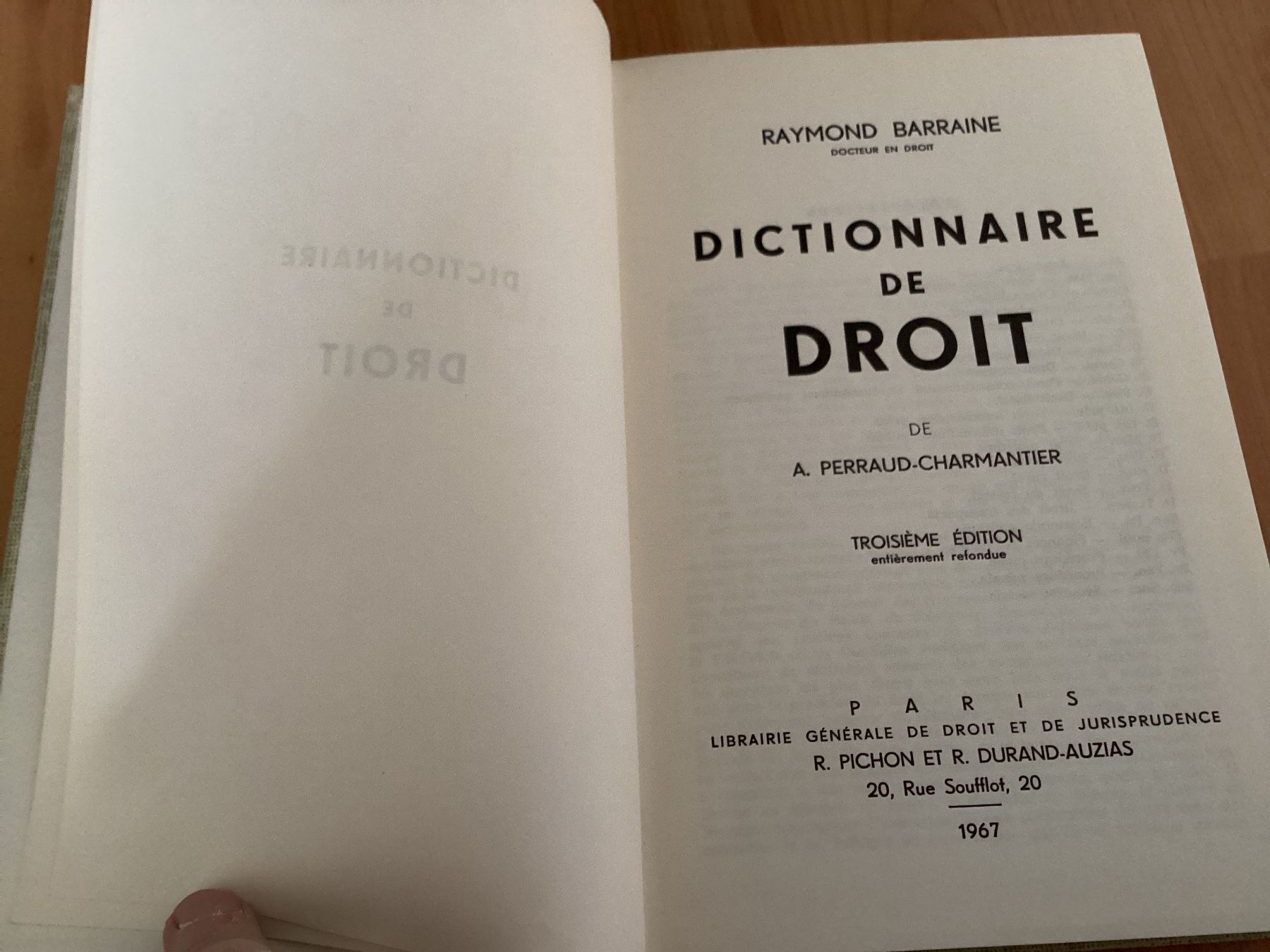 Libri: Dictionnaire de Droit. Raymond Barraine – Usato da Bursinel venduto da don_ccb9 1