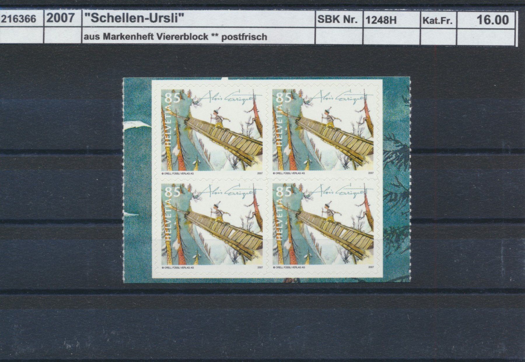 Tous les timbres: 2007 "Schellen Ursli" - Viererblock aus Markenheftchen, ** – Neuf (Voir description) à Winterthur par Zupogeru
