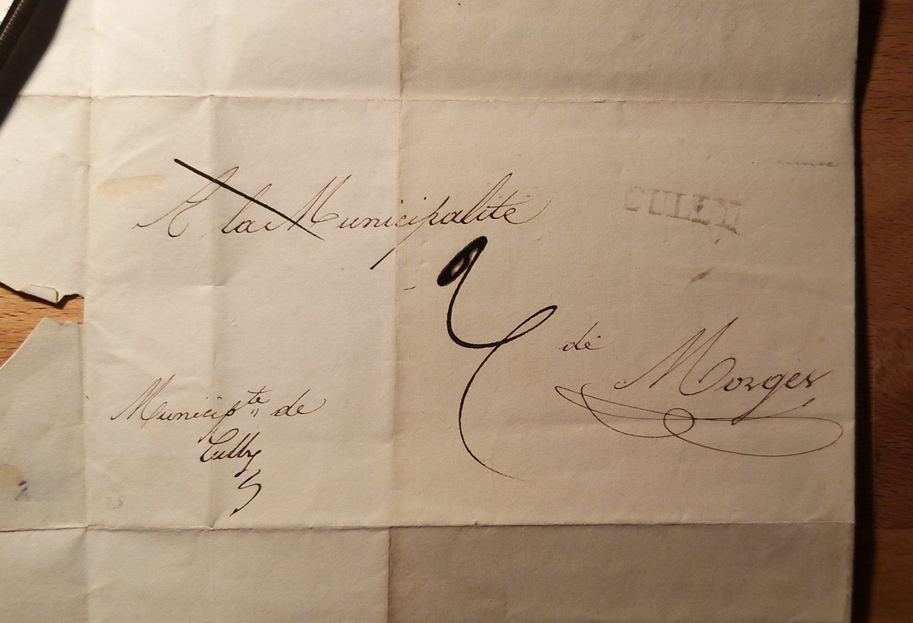 Alle Briefmarken: Gemeinde Cully nach Morges 1830 – Gebraucht aus Unterägeri von PhilatelieStudiger 1