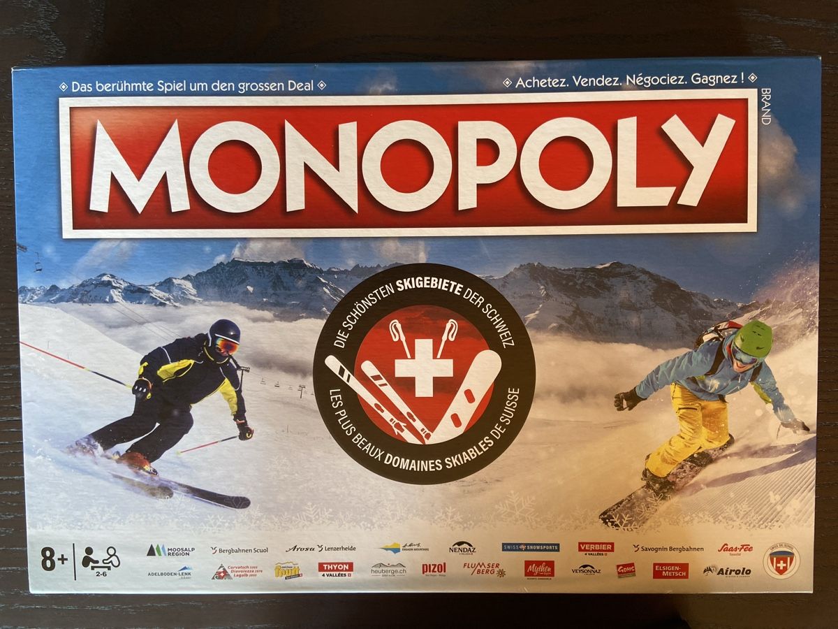 Giochi: Monopoly "Die schönsten Skigebiete der Schweiz" – Nuovo e nell'imballaggio originale da Gunten venduto da tubatubak