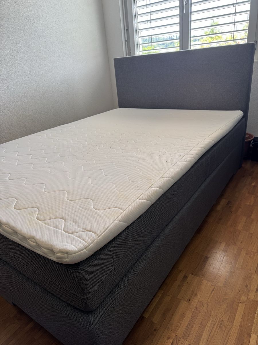 Letti: Boxspringbett 140x200cm, Grau, Inkl. Matratze & Topper – Usato da Oberhasli venduto da ADC 2