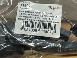 10er Set 3.5mm Buchse auf 2.5mm Stecker Klinken   (A147)