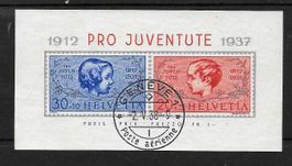 1938 Block 3 PRO JUVENTUTE SAUBER GESTEMPELT