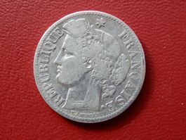 Münze Frankreich 2 Francs 1871 Silber 835 - "K"