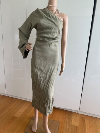 Sommerkleid Asymmetrisch Khaki Gr. 34 Top Zustand!