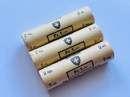 3 x Rolle 2 Rappen Original Verpackung Kat. min 255.- Jahre?