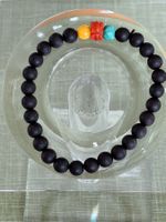 Zen-Armband aus Laka-Holz mit Bernstein Türkis & Roter Achat