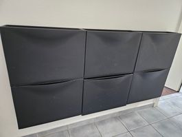6er-Set IKEA TRONES Schuhschrank Schwarz Wandmontage