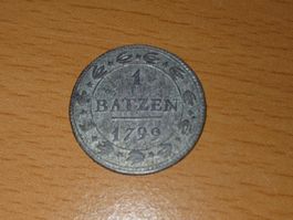 Helvetische Republik: 1 Batzen 1799 o. Mz + mit 10 **selten*
