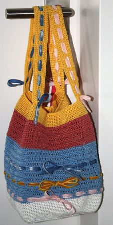 Handtasche Beuteltasche bunt mit Samtband NEU