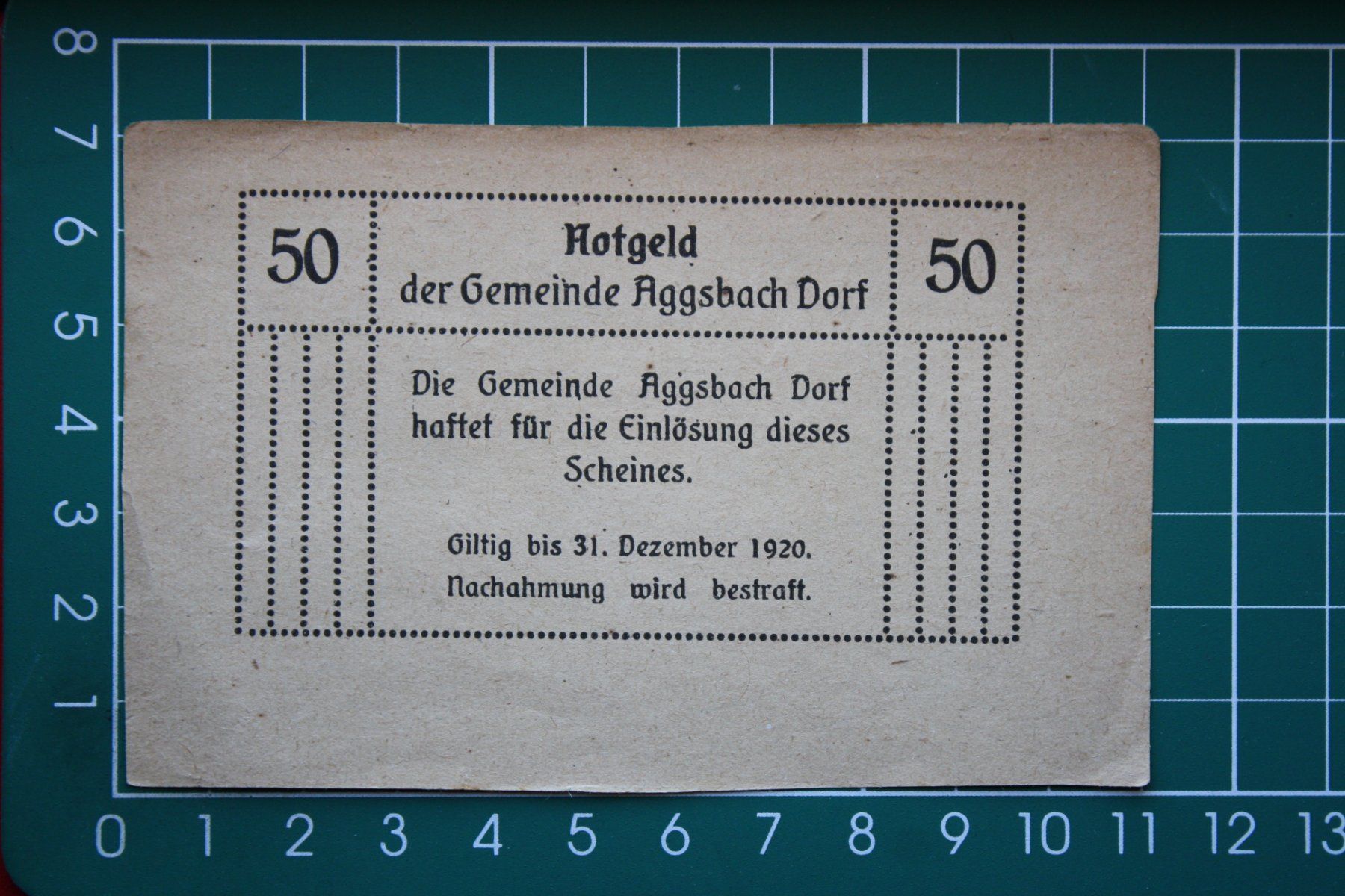 Banconote: currency voucher austria aggsbach 50 heller 1920 – Usato da Laupen BE venduto da Gufi57 1