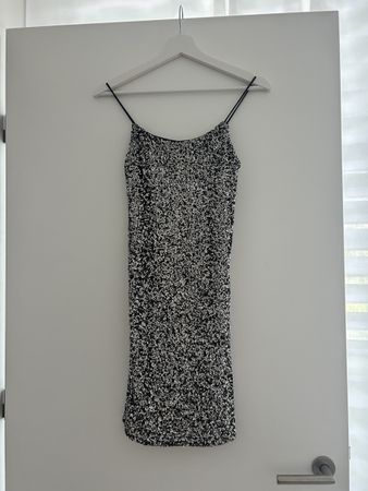 Glitzerkleid Silber Grösse S