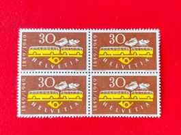 100 JAHRE E. POST 293 POSTAUTO VIERERBLOCK 1949** POSTFRISCH