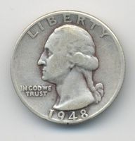 USA Quarter Dollar 1/4 Dollar 25 Cents 1948