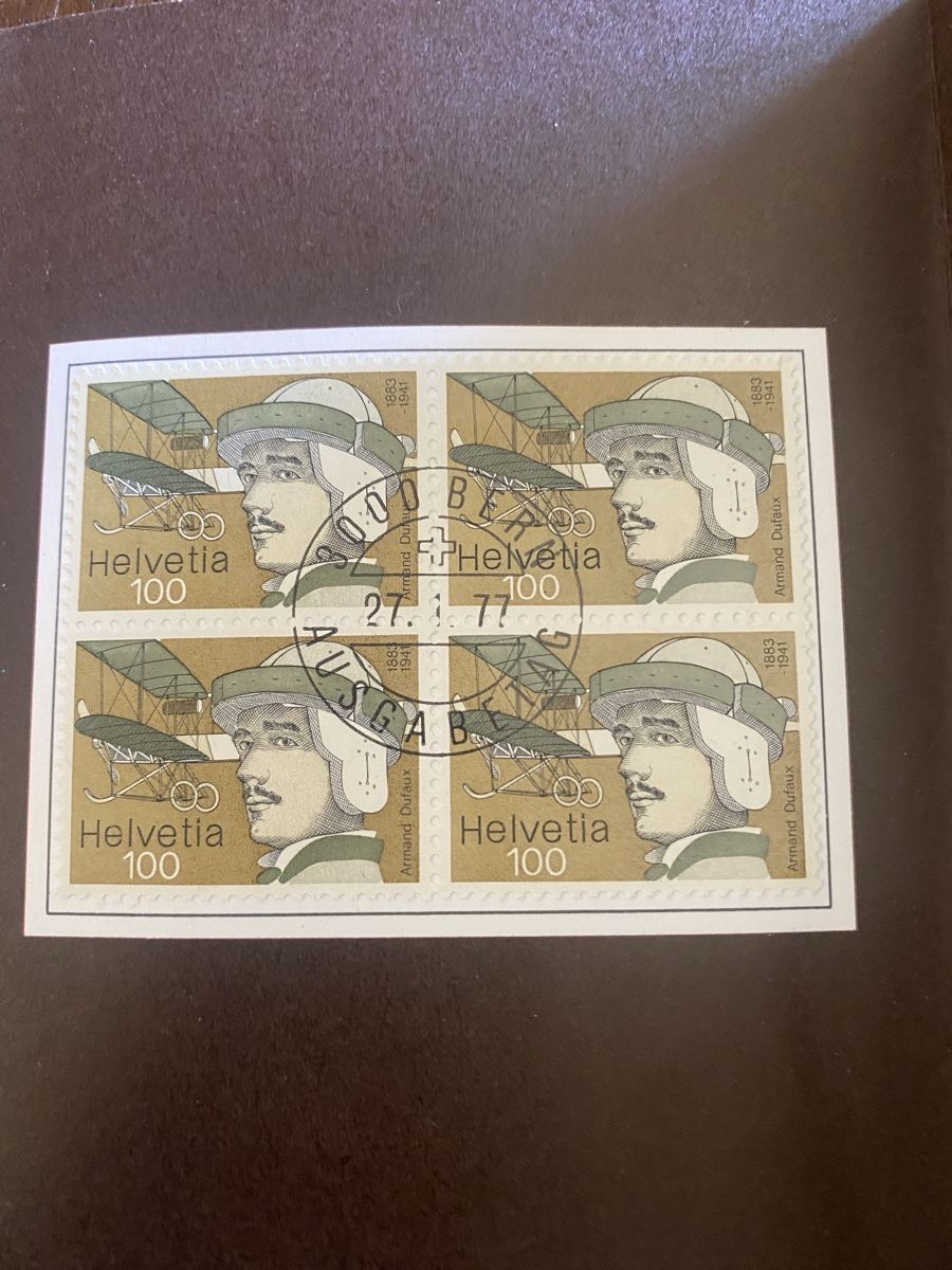 Tutti i francobolli: 1977Schweizer Briefmarken PTT Postscheckkonto Viererblock, – Usato da Baden venduto da swiss-alps 2