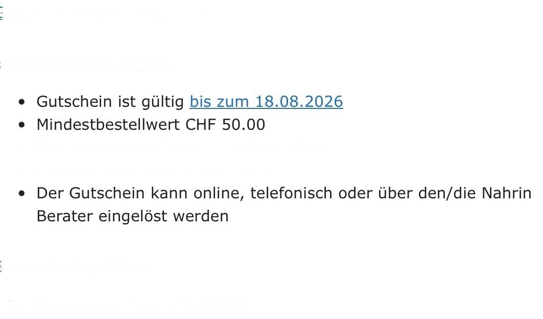 Buoni: Nahrin 15% Rabatt Gutschein – Nuovo e nell'imballaggio originale da Zürich venduto da Marcel_2202 1