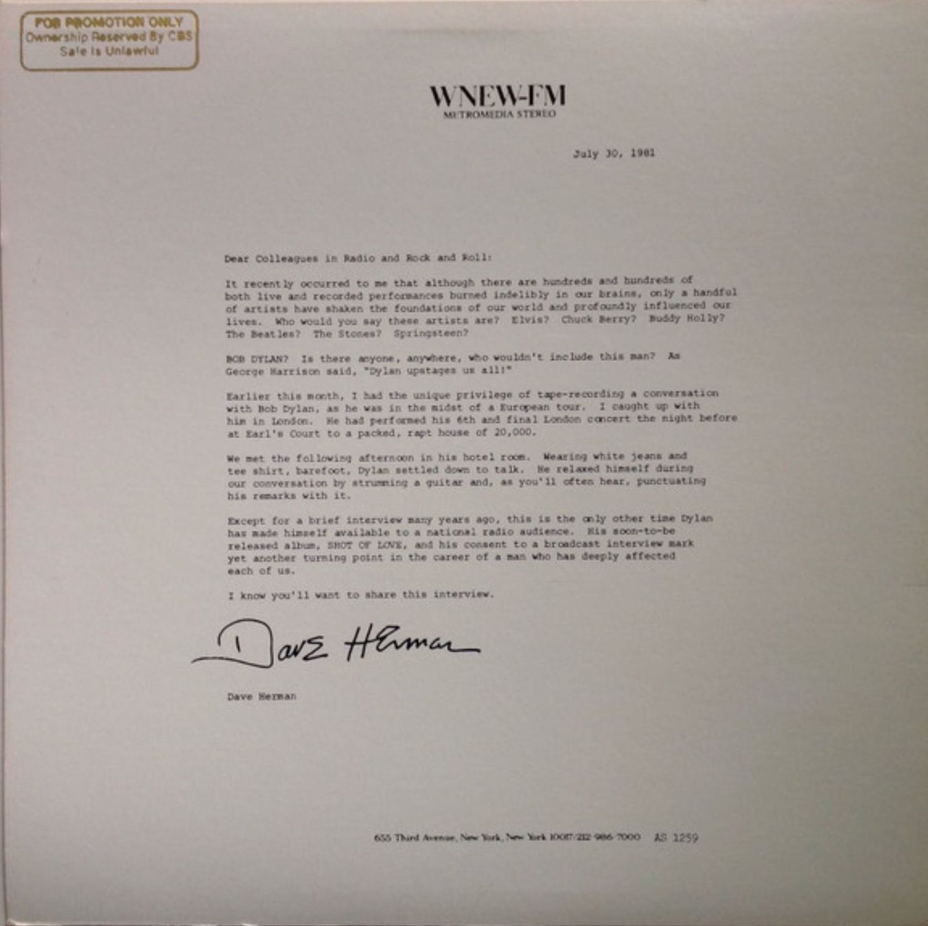 Dischi in vinile: Bob Dylan - London Interview, July 1981 – Usato da Basel venduto da afetz 1