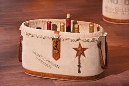 Korb Vintage Storage Box Lagsi, Canvas/Leder/Metall