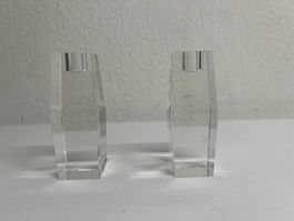 2 Kerzenhalter aus Kristallglas mit Schatulle