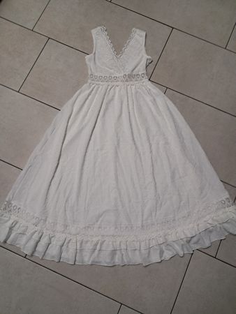 Sommerliches, leichtes, weisses Kleid mit Spitze, Gr. S