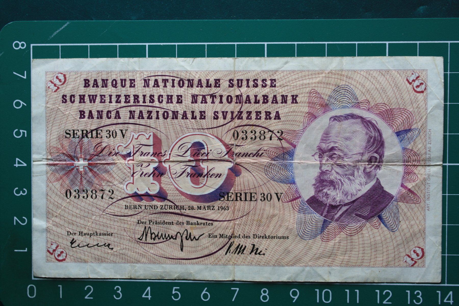 Banknoten: gottfried keller banknote 10 franken 1963 – Gebraucht aus Laupen BE von Gufi57