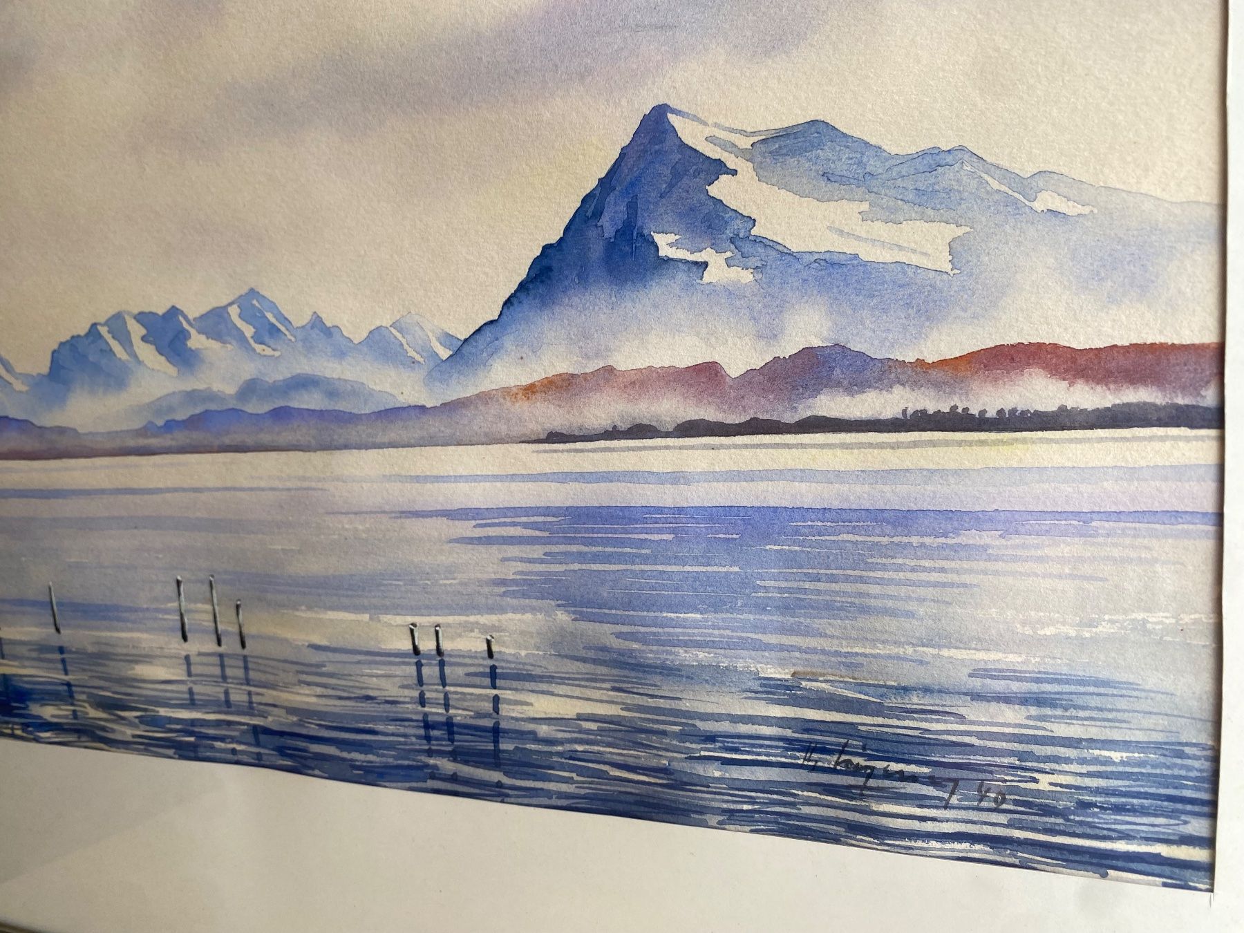 Tableaux: Aquarell, Thunersee mit Niesen, gerahmt – D'occasion à Burgdorf par gre_2ftz 1