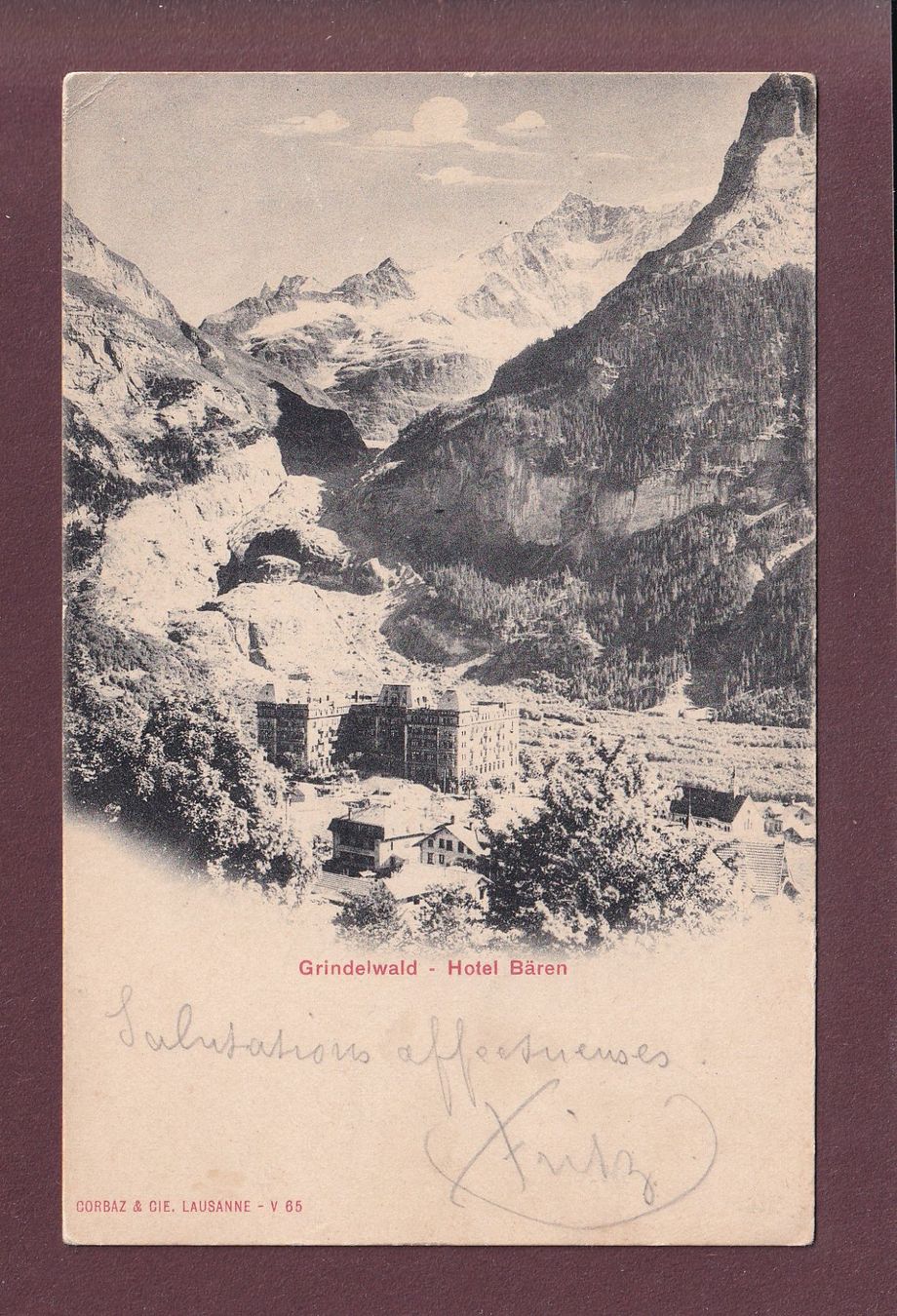 Cartoline postali: GRINDELWALD - Hotel Bären - 1903 // Eckbug // – Usato da Pully venduto da nicecards