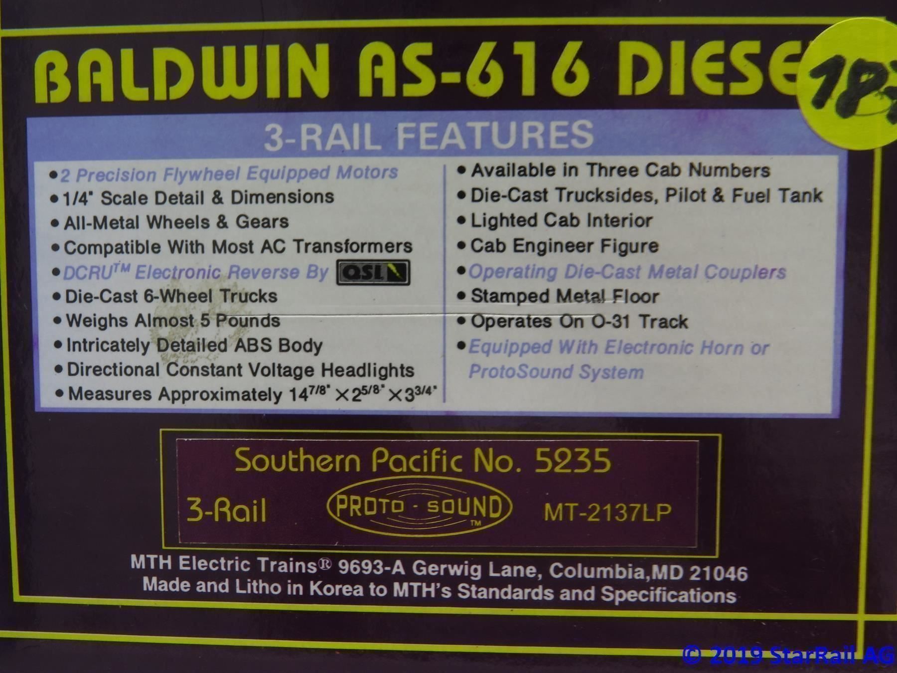 Modellini di ferrovie: MTH MT-2137LP Southern Pacific #5235 ProtoSound – Nuovo (secondo la descrizione) da Ennetbaden venduto da StarTrain 6