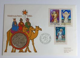 Numisbrief Weihnachten 1986 mit Silbermedaille  ab 1 Fr. !!