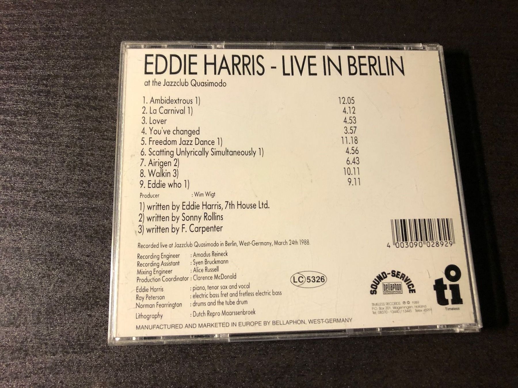 CD: Eddie Harris - Live in Berlin CD Jazz – Usato da Schübelbach venduto da Dolly990_2 2