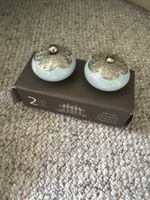 2 Griffe Messing hellblau neu Möbelgriffe