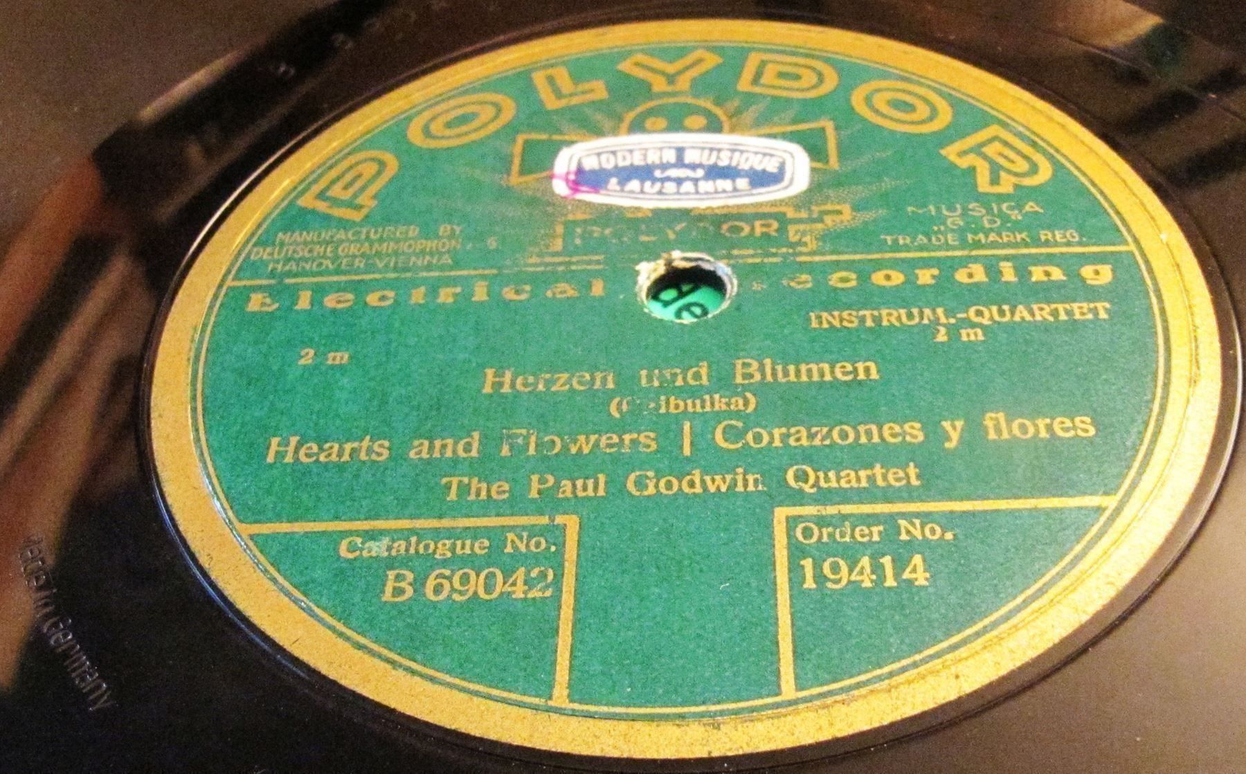 Schallplatten: Paul Godwin Instrumental Quartett Rare 1920s Shellac Germany – Gebraucht aus Genève von Cockattoo 1