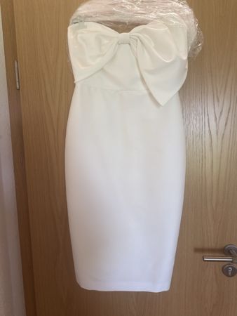 Badgley Mischka Dress White Size 6 Bow Detail Strapless