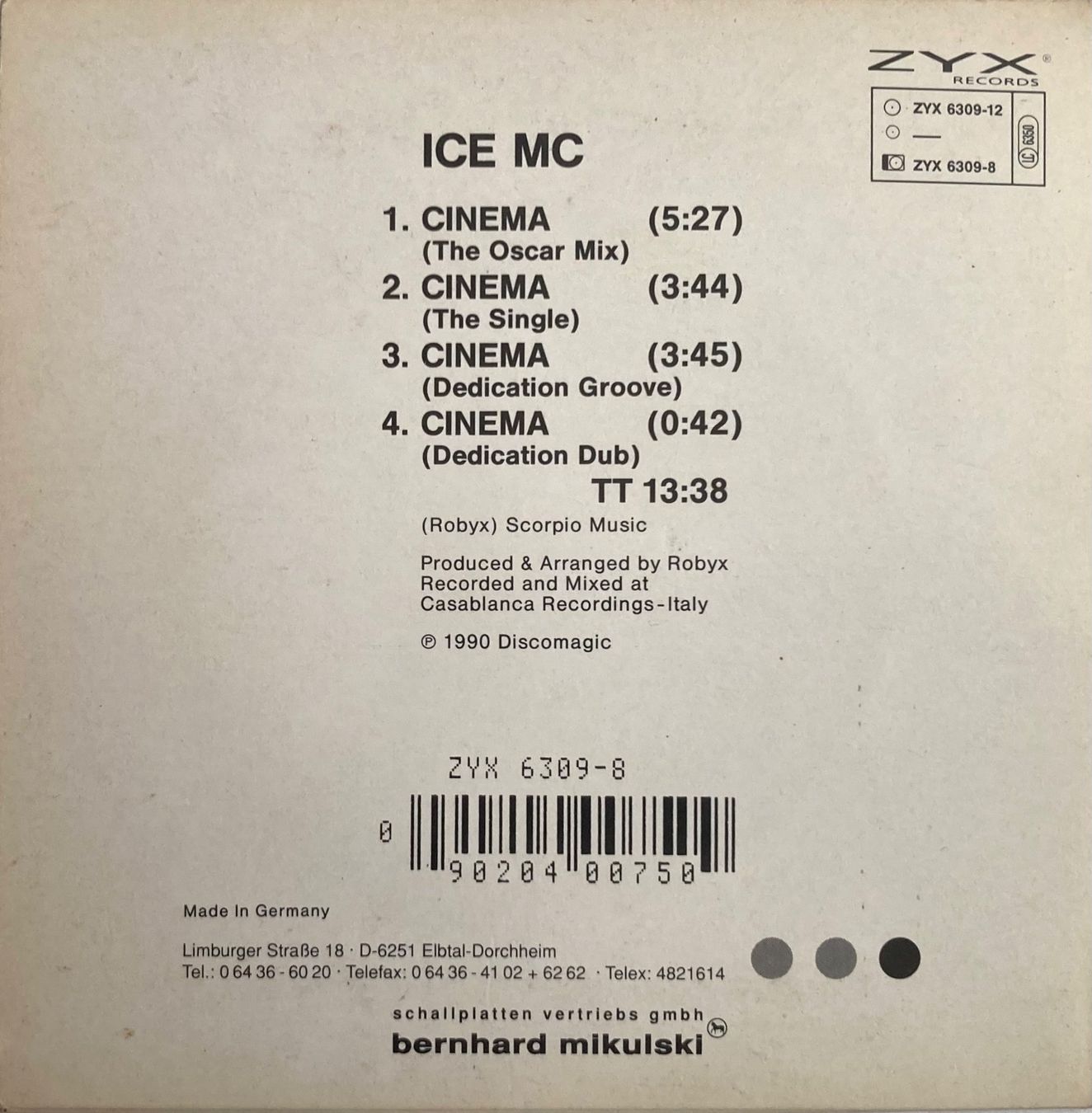 CD: ICE MC - CINEMA – Usato da Poliez-Pittet venduto da Newtown-Records 1