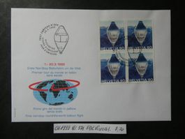 CH 1999 Nr. 971 FDC Viererblock 1. Ballonfahrt um die Welt