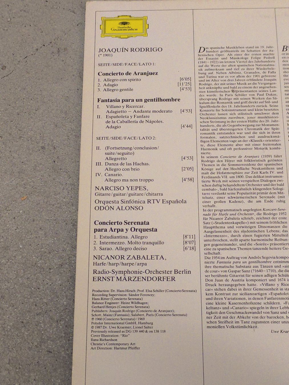 Schallplatten: LP Schallplatte -  Rodrigo: Concierto de Aranjuez, ... – Gebraucht aus Zürich von danihell 1