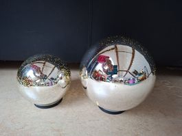2 Tchibo LED-Dekokugeln Glas 15 und 20 cm