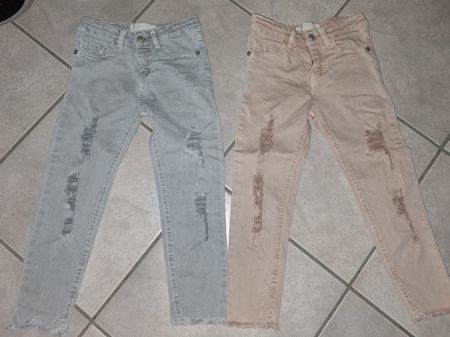 2 stylische Jeans von Zara, Destroyed-Look, Gr. 110