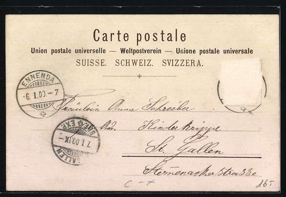 Cartoline postali: Litho Glarus, Neue Post, Gesamtansicht m – Usato da Berlin venduto da bartko-reher 1