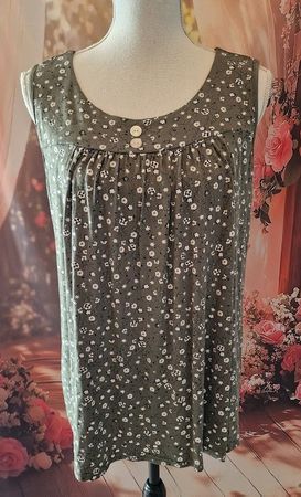 ❣️SWEET GIRL TOP, GR. M/L, KHAKI/WEISS/GRAU/SCHWARZ FLORAL