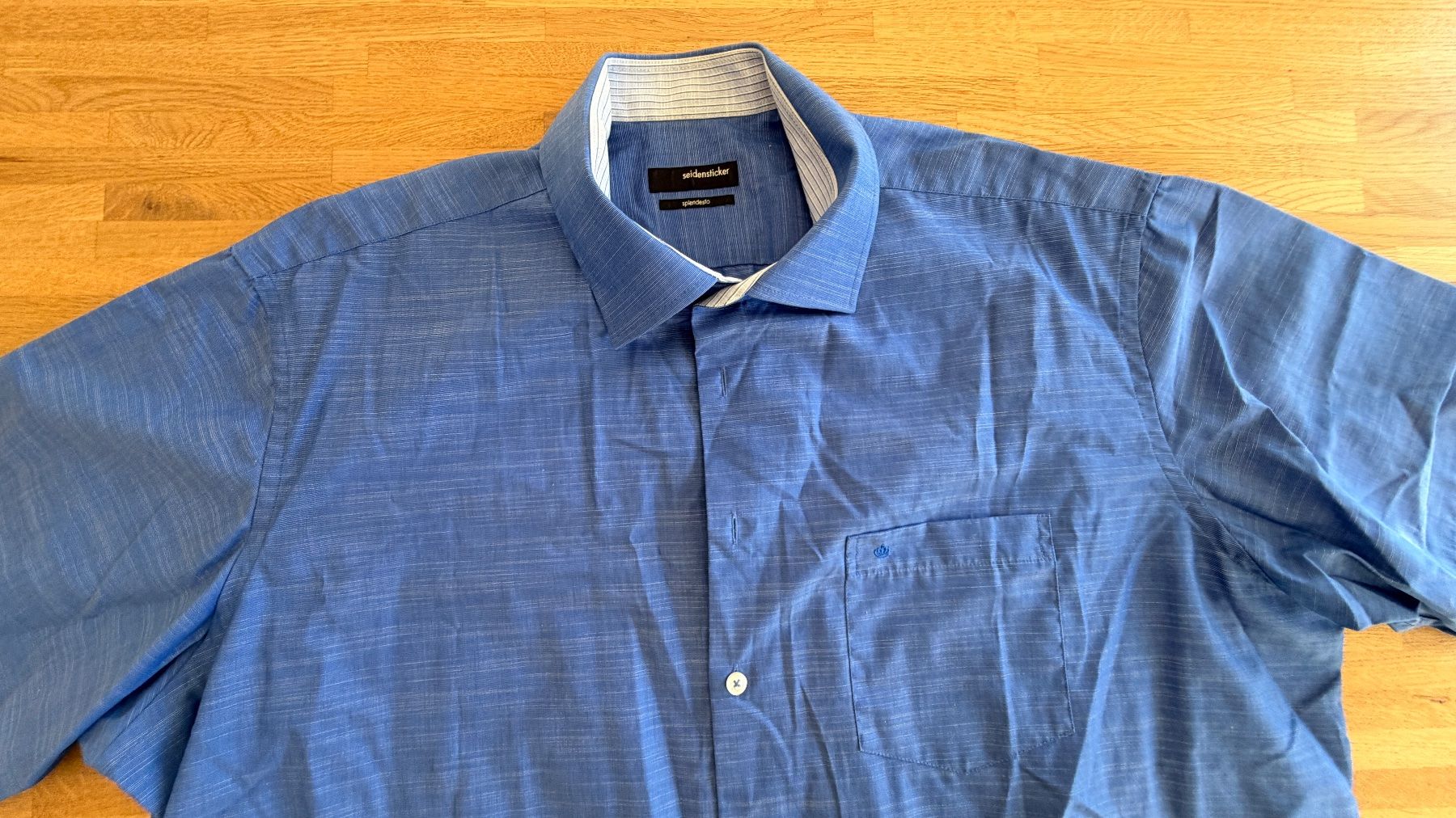 Camicie: Hemd - SEIDENSTICKER Kurzarm blau Splendesto Gr. 46 – Usato da Winterthur venduto da Secondhand-Family 1
