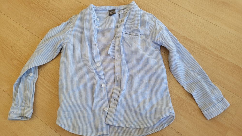Camicia Scuola BABI RIGHE Per Ragazze, Blu, Taglia 4 (104 Cm), Cotone, Bottoni Grandi, Due Tasche - 3