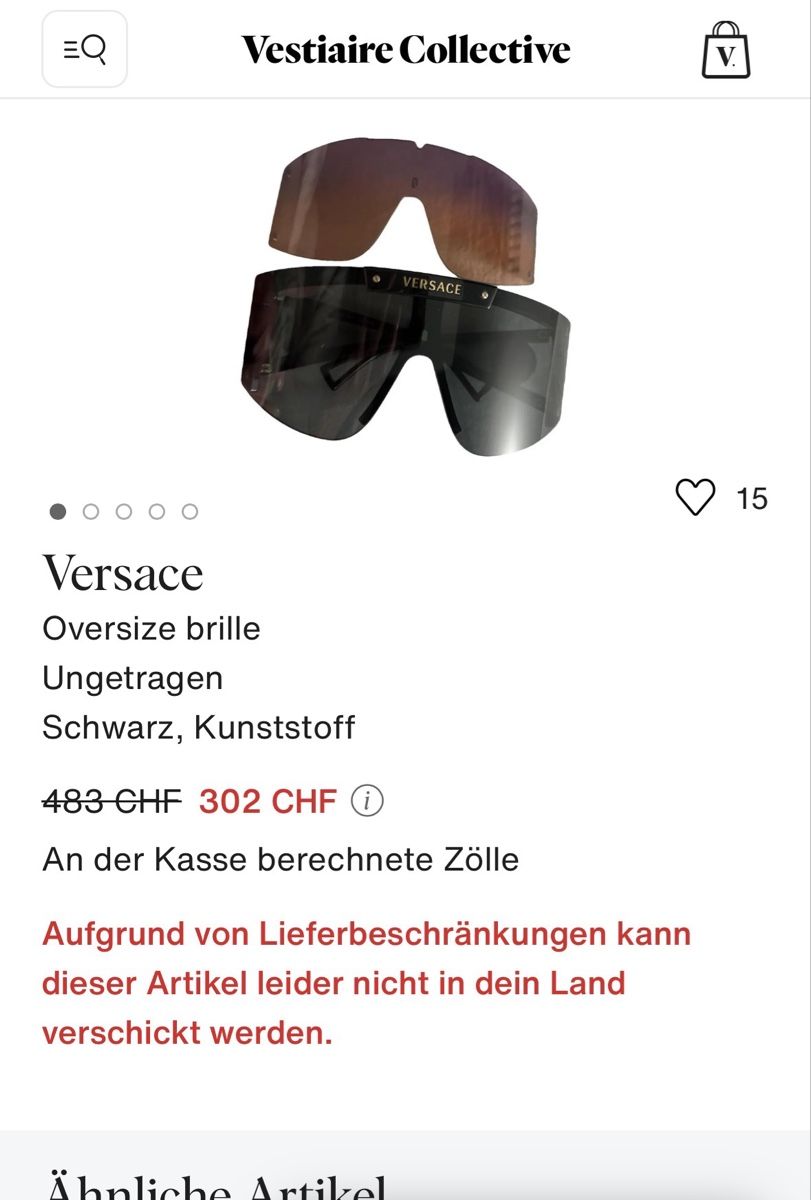 Versace Occhiali & Lenti: Versace Sonnenbrille Oversize Schwarz mit Wechselgläser – Usato da Schwende venduto da weesli 8