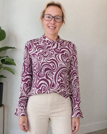 CLAUDIE PIERLOT | blouse rose foncé écru rétro | 40 femme