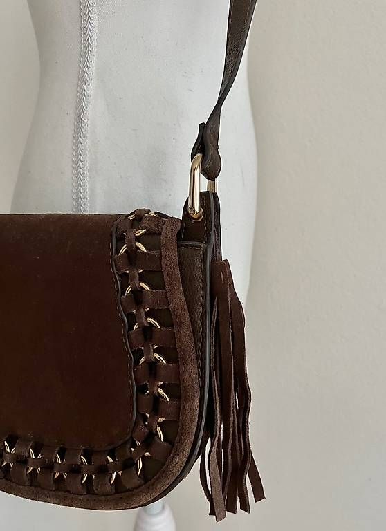 Borse da donna: Tasche dunkelbraun/gold mit Fransen – Usato da Volketswil venduto da oli_l2zq 3